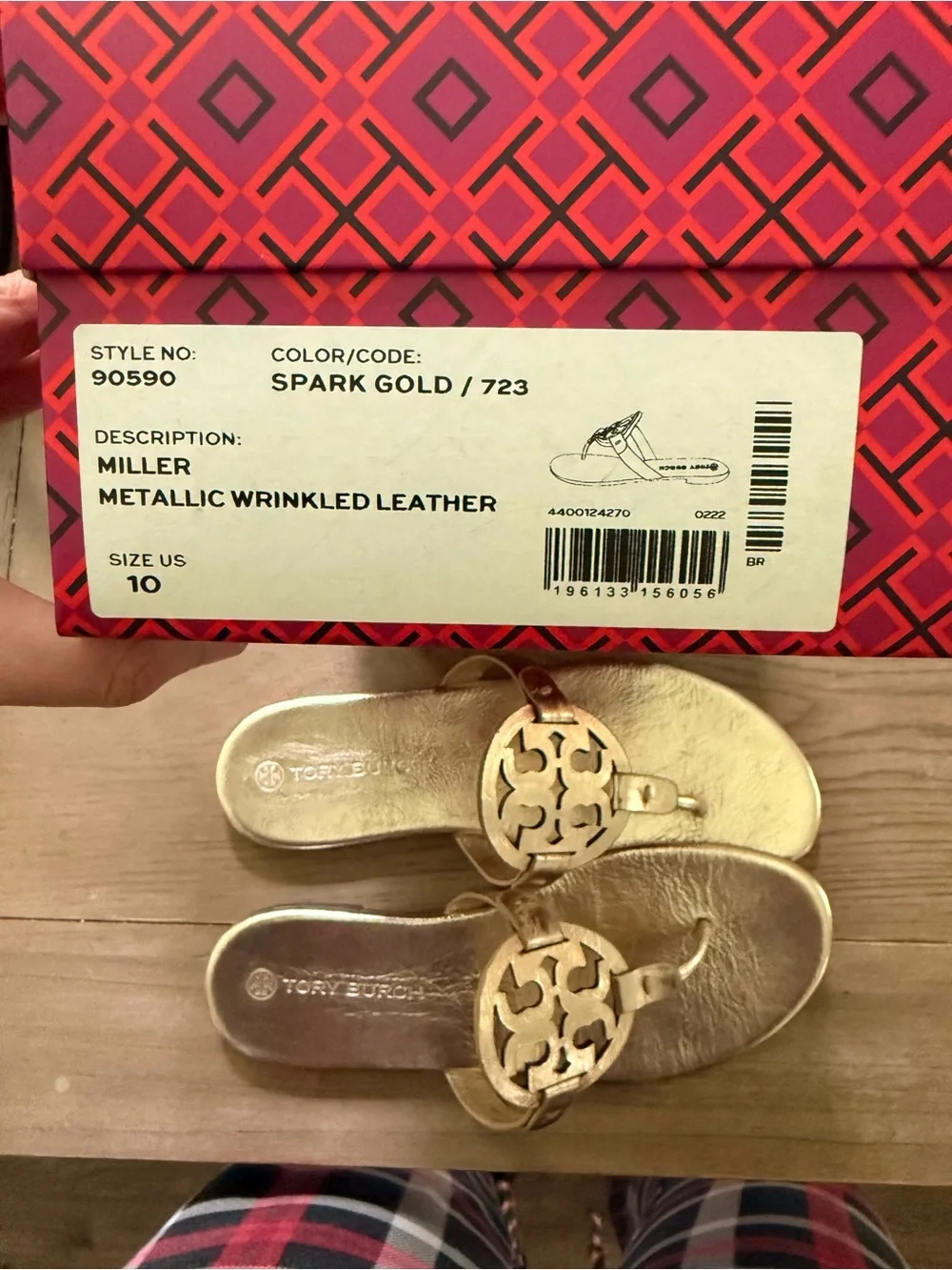 Tory Burch Metallic Gold Logo Thong Sandals